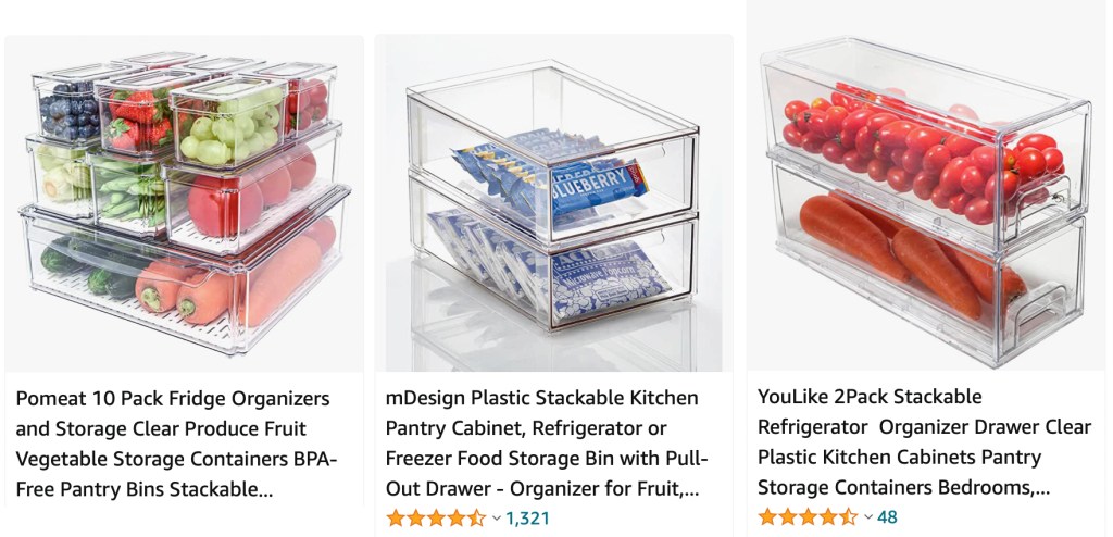 clear fridge drawers stackable